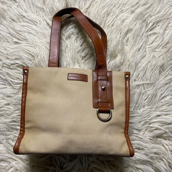 BURBERRY Tote Bag Canvas Beige Authentic - Picture 2 of 16